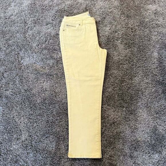 Chico's Platinum Denim Ultimate Fit Ankle Jeans Size L 12 Pockets Golden Haz